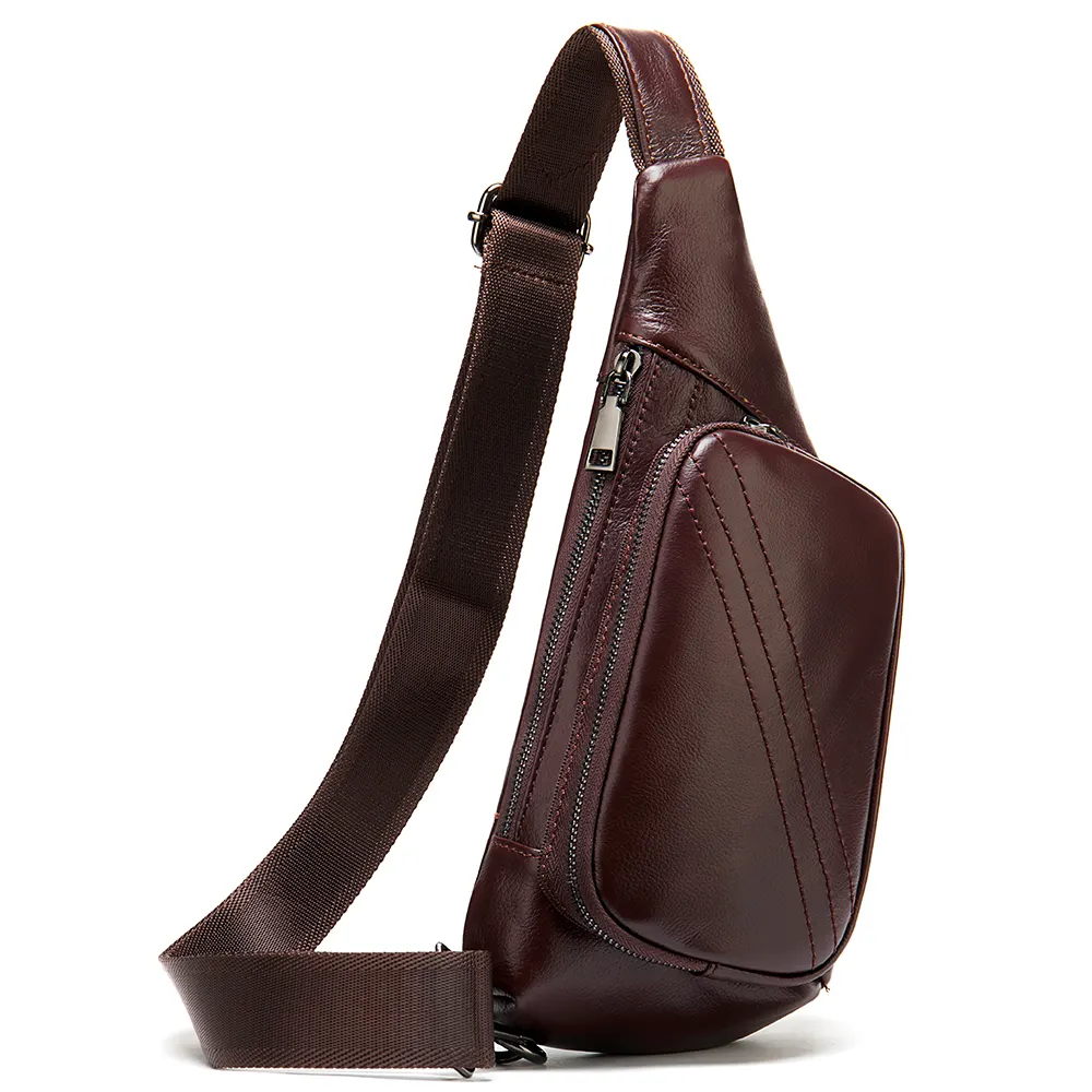 Marrant 7204 Custom Waterproof Genuine Leather messenger sling bag outdoor crossed leather men chest bag