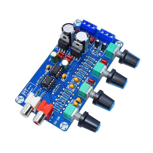 XH-M164 NE5532 Stereo Audio Preamplifier Board Dual AC 12V 4 Channels Control Treble Bass Balance Volume Tone Control Board