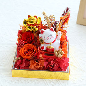 กล่องดอกไม้เซรามิกรู<span class=keywords><strong>ป</strong></span>แมวน่ารักแบบกำหนดเองได้สำหรับขายส่ง เหมาะเ<span class=keywords><strong>ป</strong></span>็นของขวัญปีใหม่ พร้อมดอกกุหลาบคงสภาพในกล่องอะคริลิค - Product Image 1