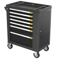 Boîte à outils Kinbox noire populaire et durable à 7 tiroirs avec roue pour le rangement des outils