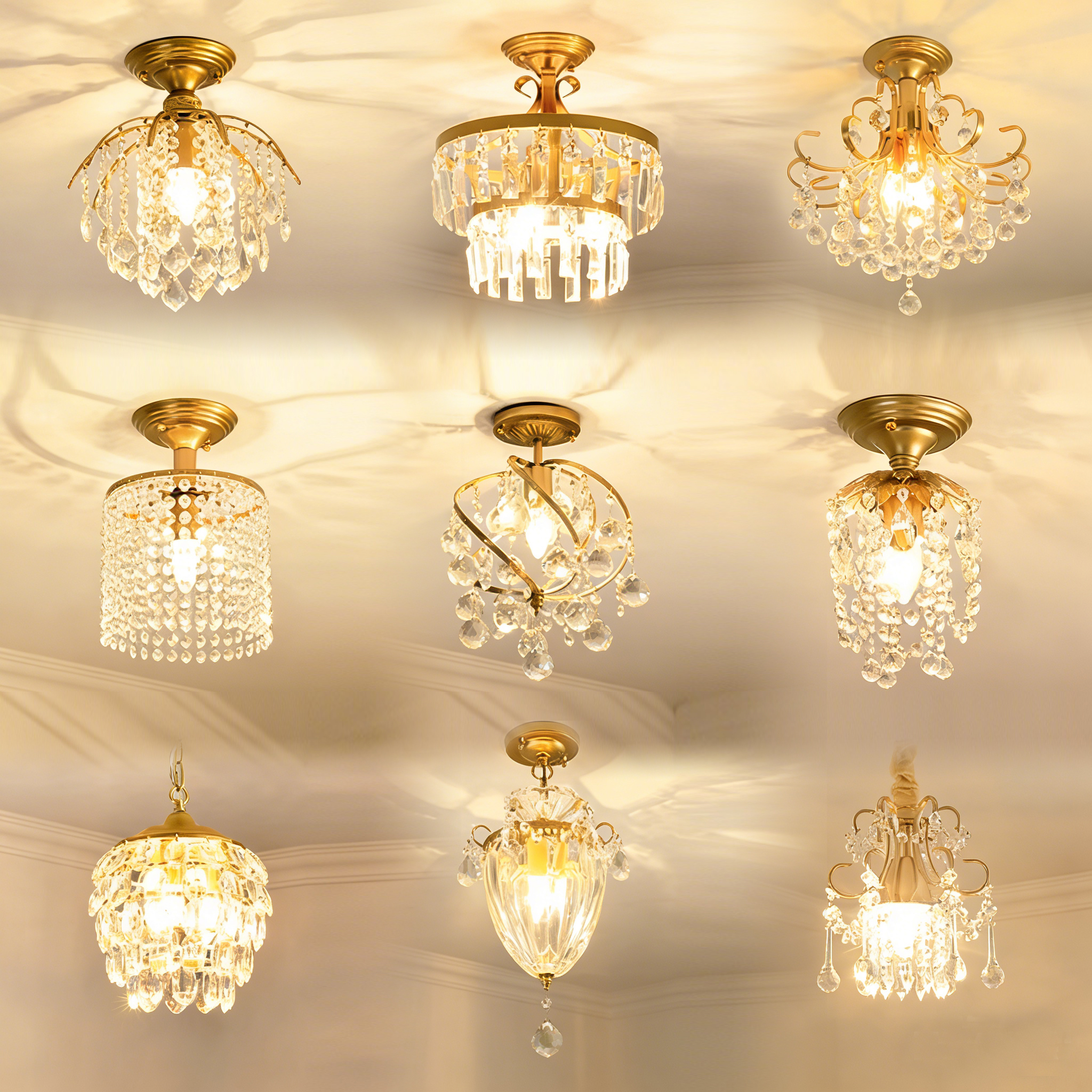 European Creative Home Bedroom Corridor Luxury Lamp Entrance Balcony Cloakroom Stair Crystal Ceiling Lamp