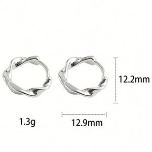Pendientes Pequeños de Plata de Ley con Baño de Rodio, Tipo Huggie, para Mujer, Ideales para Fiestas y Regalos - Product Image 4