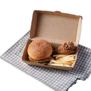 Wholesale Kraft Paper Fry Chicken Hamburger Packaging Box Hard Cardboard