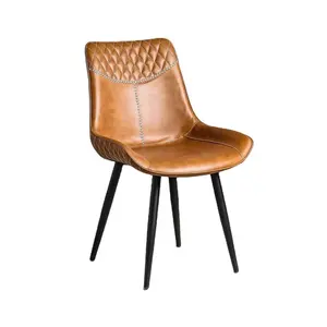 Vintage Tan Brown Faux Leather Dining Chair