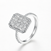 Ensemble de bagues classiques pour femmes en argent 925 avec moissanite taille princesse sertie à griffes pour anniversaire - Certifié GRA