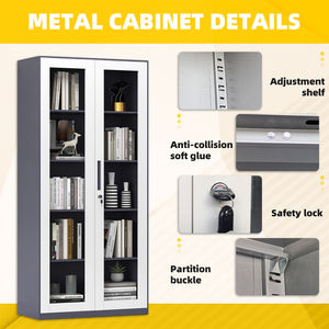 Hoge Kantoor 4-plank Kast Staal, Afsluitbare <span class=keywords><strong>2</strong></span>-deurs Opbergkast, Verticale Ruimtebesparende Kast Voor Thuis En Commercieel Kantoor - Product Image 3