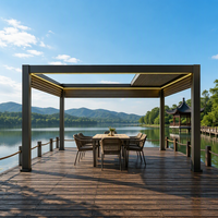 Pergola bioclimatique moderne de luxe, résistante au vent, pour patio extérieur, avec éclairage LED, pour jardin, cour, terrasse, balcon
