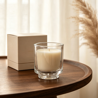 Bocaux à bougies en verre transparent de luxe à base épaisse avec logo personnalisé, supports pour bougies en cire de soja, écologiques pour Noël