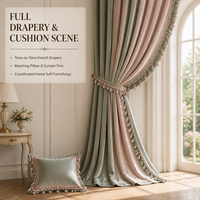 Ruban de luxe avec nœud, pampilles en cristal, franges, chaîne ovale et dentelle pour rideaux, draperies, cantonnières, oreillers et décoration intérieure