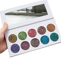 Palette de fards à paupières effet caméléon, marque privée, imperméable, bleu violet, 10 teintes, paillettes lumineuses, métalliques, pour les yeux des femmes de peau foncée