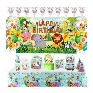 Safari décorations d'<span class=keywords><strong>anniversaire</strong></span> Jungle thème fête fournitures animaux <span class=keywords><strong>anniversaire</strong></span> assiettes vaisselle jetable bébé douche garçon <span class=keywords><strong>anniversaire</strong></span> - Product Image 2