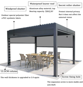 Pérgola Moderna de Aluminio Blanco con Techo Ajustable para Jardín, Gazebo y Conjunto de Muebles de Exterior Tipo-175 de Aluminio - Product Image 2