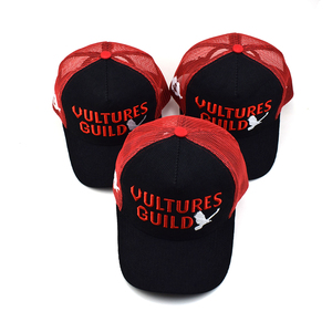 Tùy Chỉnh Cổ Điển Dành Cho Người Lớn 2 Tone Màu Đen Vải To Sợi Màu Đỏ Lưới Trở Lại Thêu Logo <span class=keywords><strong>Trucker</strong></span> <span class=keywords><strong>Hat</strong></span> Cap Phong Cách Hip Hop Jersey Thiết Kế Cho Bãi Biển - Product Image 5