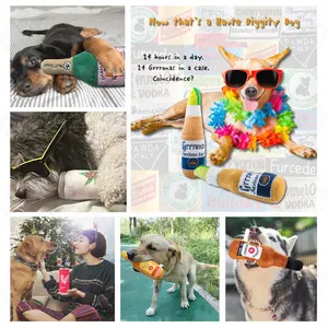 卸売ドロップシッピングペット製品ファッション高級ソフトぬいぐるみグリーンビールアルコールボトルきしむ子犬犬のおもちゃ