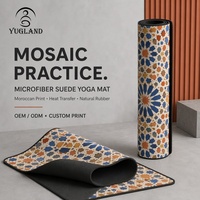 Tapis de yoga en daim Yugaland, choix des influenceurs, logo personnalisé, antidérapant, en caoutchouc naturel, pour l'entraînement