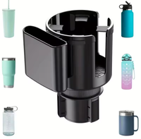 Adaptateur extensible pour porte-gobelet de voiture 2 en 1, organisateur extensible multifonctionnel pour l'intérieur de la voiture avec support pour téléphone, plastique noir