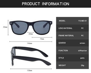 ユニセックスサングラスブルーブラックボールパーティー効果特殊回折メガネハートスターロゴレンズ保護2025年工場供給 - Product Image 3