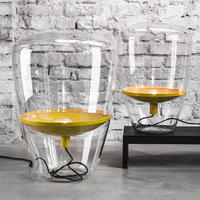 Lampe de table en verre fumé, style nordique, lampe de chevet décorative, lampe d'ambiance LED pour hôtel, chambre à coucher, salon