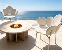 Table de feu circulaire moderne au gaz naturel pour l'extérieur, idéale pour les espaces ensoleillés, les terrasses et les jardins