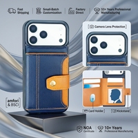 Étui portefeuille en cuir PU épissé avec porte-cartes et bouton-pression, coque de protection antichoc à objectif surélevé pour iPhone 17 Pro Max