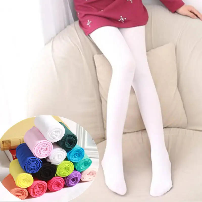 Spring Candy Color children Pantyhose Ballet Dance Tights for Girls Stocking Children Velvet Solid White Pantyhose Girls Tights