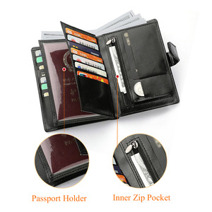 Portefeuille de voyage en PU pour <span class=keywords><strong>homme</strong></span>, protège-passeport en cuir RFID, <span class=keywords><strong>porte</strong></span>-cartes et <span class=keywords><strong>porte</strong></span>-documents - Product Image 4