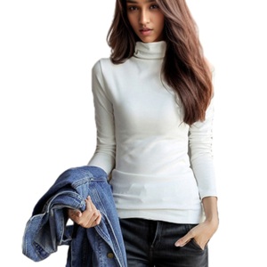 Venta al por Mayor de Blusas y Camisetas de Cuello Alto de Color Sólido, Ropa Deportiva de Nuevo Diseño para Mujer - Product Image 1