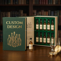 Emballage en papier personnalisé en usine, boîte-cadeau en carton rigide magnétique pour dégustation de whisky, ensemble de mini-bouteilles avec insert en mousse EVA
