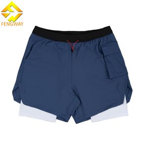 Personnalisé 2-en-1 Double Couche <span class=keywords><strong>Combi</strong></span>-<span class=keywords><strong>Short</strong></span> Pantalon à Cinq Points Hommes Casual Solide Motif Sportswear Gym Running Shorts Style Cargo - Product Image 2