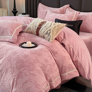 Ruban tissé à motif floral 3D rose, doux et chaud, bleu menthe, literie d'hiver <span class=keywords><strong>de</strong></span> luxe pour la maison et la chambre - Product Image 3