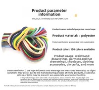 5mm gekleurde core-spun polyester ronde koord mobieltelefoonbandje taillekoord voor broek trekkoord voor hoed gevlochten koord