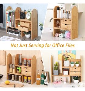 Estantería de escritorio ajustable, organizador de almacenamiento de escritorio, estantería de Bambú - Product Image 4