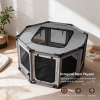 Parc de jeu pliable portable pour animaux de compagnie, chats et petits chiens, en maille respirante, avec porte zippée et panneau supérieur, pour usage intérieur et extérieur