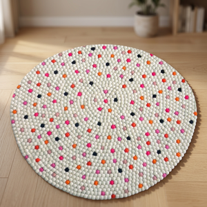 Multi Colored Round <b>Felt</b> Ball Rugs Handmade Woolen <b>Felt</b> Floor <b>Mats</b> Soft Decorative Carpet for Kids Room Living Room & Home Decor - Product Image 2