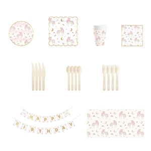 Assiettes en papier rondes imprimées licorne personnalisées DAMAI de 7 et 9 pouces pour fête d'anniversaire, ensemble de vaisselle jetable - Product Image 1