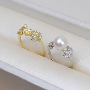 Handmade S925 Silver Open Pattern <b>Ring</b> Female Living 8-9 <b>Pearl</b> DIY Accessories Semi-Finished 161 Empty Tray - Product Image 3