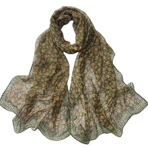 Phụ Nữ Của Voan Khăn Hoa In Trọng Lượng Nhẹ <span class=keywords><strong>Polyester</strong></span> Sheer Khăn Choàng Bọc Hot Thiết Kế Khăn - Product Image 1