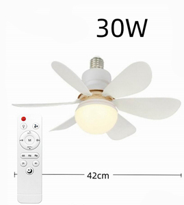 Ventilateur de plafond LED moderne 52 cm avec télécommande, 3 vitesses, 6 pales, éclairage encastré, moteur DC à intensité variable, corps en plastique blanc - Product Image 3