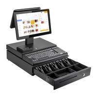 15.6+11.6 Inch Dual Screen Full Set POS Cash Register System Windows Android OS Wi Fi6 Bluetooth5.2 POS Machine With Keyboard