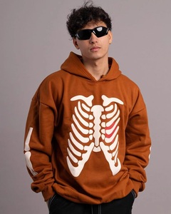 2024 nuevo jersey bordado ropa informal de algodón personalizado Puff impresión Logo 500 Gsm peso pesado liso hombres sudaderas con capucha y sudaderas - Product Image 2