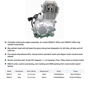 Ensemble <span class=keywords><strong>moteur</strong></span> de moto 250cc 300cc refroidi par air <span class=keywords><strong>5</strong></span> vitesses CB250-F CB300-F, grosse culasse monocylindre, embrayage manuel - Product Image 2