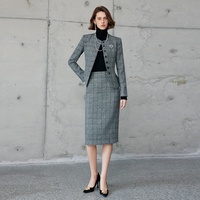 Jupe en tweed haut de gamme, coupe ajustée, pour tenue professionnelle et tailleur-pantalon pour femme, jupe pour femmes rondes, fabricant de prototypes de vêtements