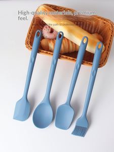 7 Piece <b>Silicone</b> Kitchen Utensils Set Food Grade Non Stick Heat Resistant Cookware with Wooden Handle for Cooking - Product Image 2