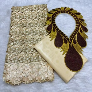 Dubai Style 2.5 Y Embroidery Bazin Brode Riche Tulle Guipure Lace Popular for African Lace Collar Woven Suits and <strong>Bags</strong> - Product Image 1