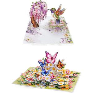3D Pop-Up Mother's Day Greeting Card with Digital Printing 4-Color <b>Gloss</b> Lamination Rectangle Shape - Product Image 1