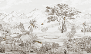 ورق جدران حديث لتزيين غرف النوم والديكور الداخلي، ورق حائط ثلاثي الأبعاد بتصميم مناظر طبيعية مجردة - Product Image 4
