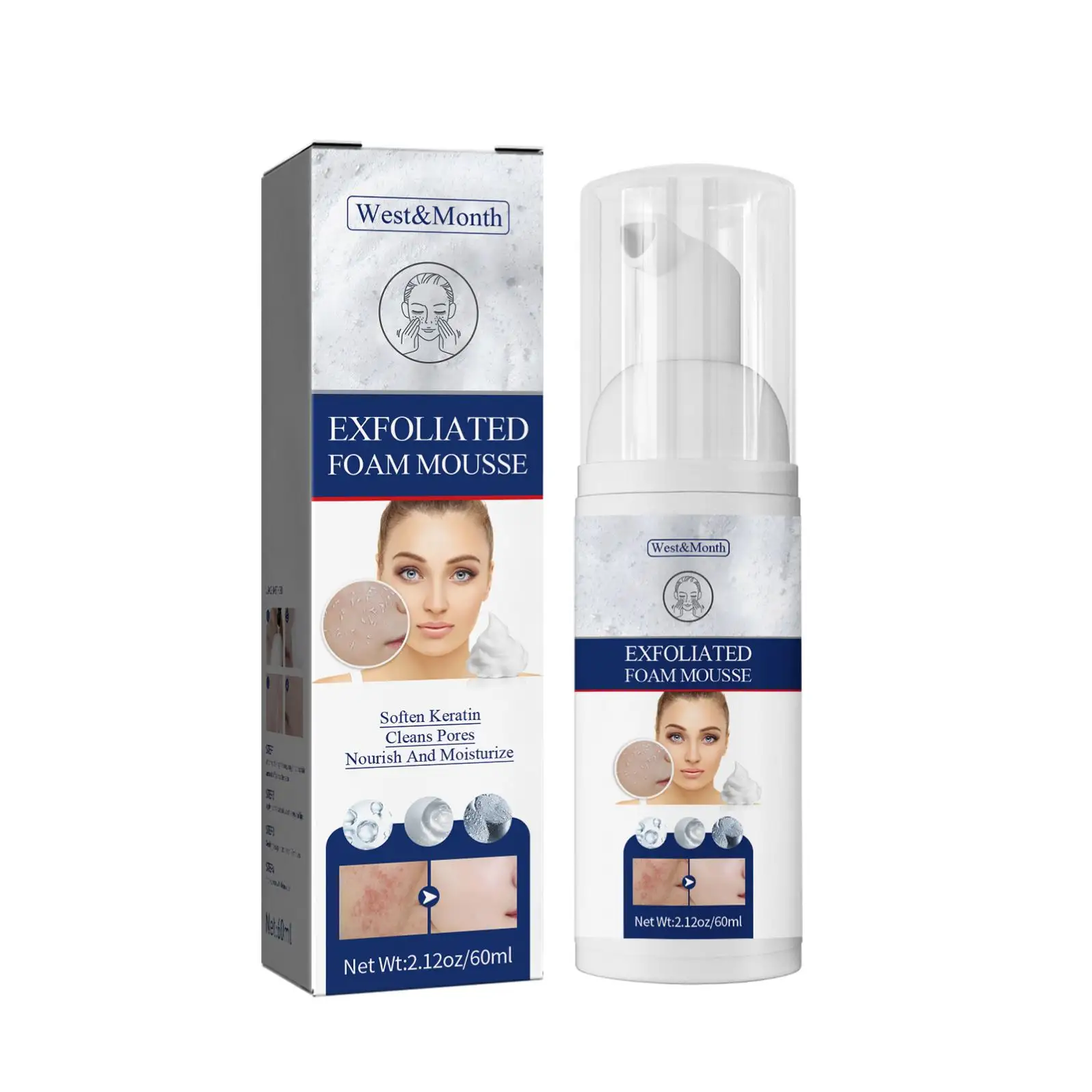 West & Month Wholesale Facial Mousse High Quality Moisturizing Makeup Remove Facial Foam Exfoliate Mousse