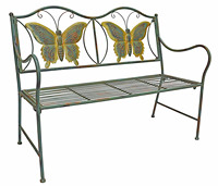 Vente en gros de meubles de jardin décoratifs pour la maison, banc de patio en métal au design papillon vintage