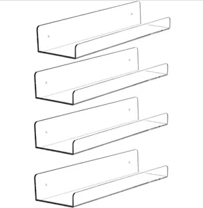 아크릴 부동 책장 어린이 방 욕실 주방 현대 그림 선반 디스플레이 저장 벽 선반, 투명 아크릴