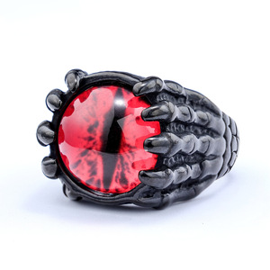 Gothic Eagle Claw <b>Ring</b> <b>for</b> <b>Men</b> | <b>Black</b> Stainless Steel with Red Evil Eye Gem | Dark Fantasy Statement Claw Design Jewelry - Product Image 5